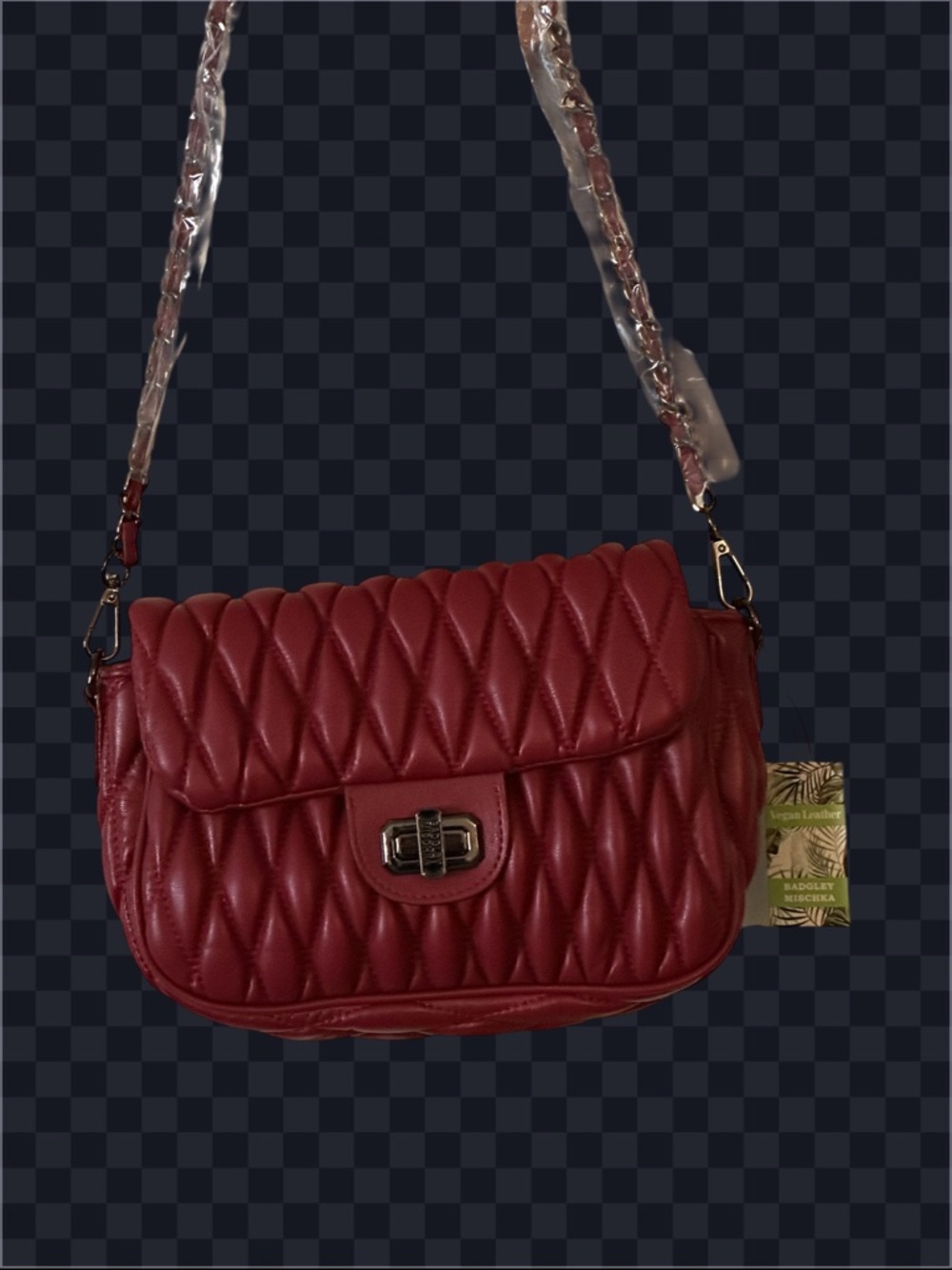 Badgley Mischka Quilted Burgundy Shoulder Bag